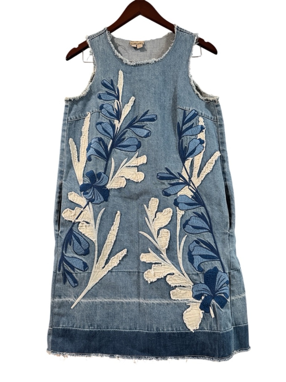 Holding Horses Anthropologie Embroidered Denim Dress XS Boho Chic - Picture 2 of 5